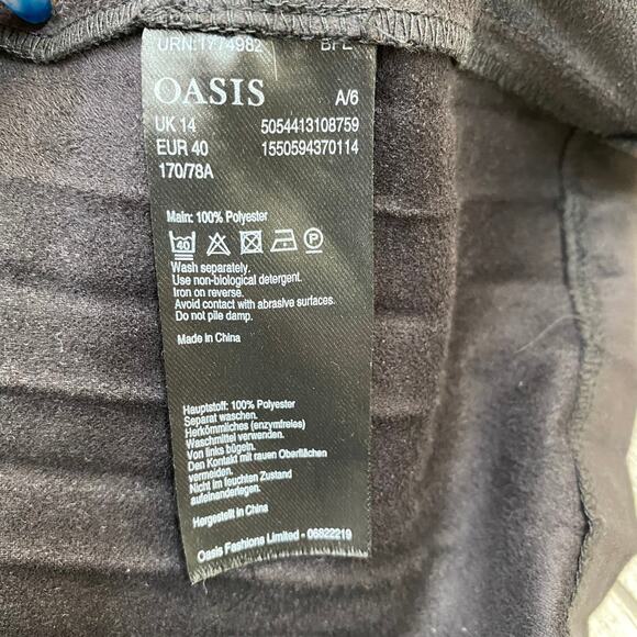 Oasis Black Faux Suede Pleated Midi Skirt US 10 Medium M - Picture 10 of 13